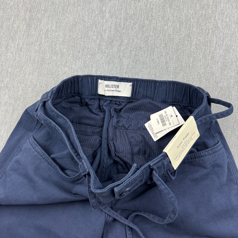 Hollister Pants Womens XS Blue Low Rise Super Baggy Wide Leg Drawstring Y2K NWT - Picture 6 of 14